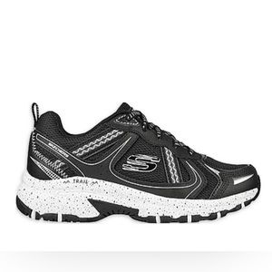 NWT. Women's size 6.5 Skechers Trail Memory Foam Athletic Shoes Blk White 149820